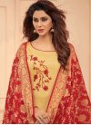 Cream and Red Trendy Churidar Salwar Suit For Festival - 1