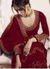 Embroidered Work Faux Georgette Palazzo Straight Salwar Kameez - 1
