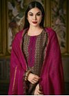 Brown and Fuchsia Embroidered Work Readymade Designer Suit - 1