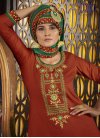 Embroidered Work Green and Orange Designer Kameez Style Lehenga Choli - 1