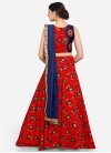 Navy Blue and Red Woven Work Jacquard A - Line Lehenga - 1
