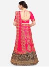 Embroidered Work Navy Blue and Rose Pink Satin Silk Trendy Lehenga - 1