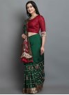 Malbari Silk Bottle Green and Red Trendy Classic Saree - 1