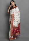 Maroon and White Art Silk Traditional Designer Saree - 1