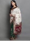 Embroidered Work Green and White Half N Half Saree - 1