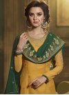 Embroidered Work Green and Mustard Faux Georgette Sharara Salwar Suit - 1