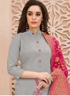Grey and Rose Pink Trendy Churidar Salwar Kameez For Casual - 1
