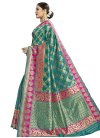 Rose Pink and Sea Green Thread Work Classic Saree - 2