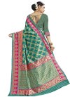 Rose Pink and Sea Green Thread Work Classic Saree - 1