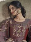 Tafeta Silk Brown and Maroon Readymade Gown - 1