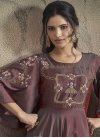 Tafeta Silk Brown and Maroon Readymade Gown - 2