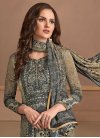 Black and Grey Crepe Silk Pant Style Classic Salwar Suit - 1
