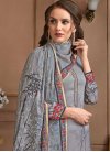 Grey and Silver Color Pant Style Salwar Suit - 1