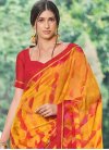 Mustard and Red Faux Georgette Designer Contemporary Style Saree - 1