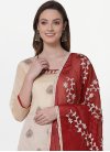 Beige and Red Woven Work Trendy Churidar Salwar Suit - 1