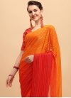 Embroidered Work Orange and Red Designer Traditional Saree - 1