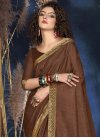 Brown and Teal Designer Contemporary Saree For Casual - 1