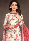 Print Work Off White and Red Churidar Designer Suit - 1