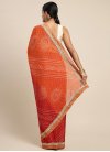 Orange and Red Bandhej Print Work Traditional Designer Saree - 1