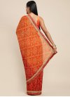 Orange and Red Bandhej Print Work  Traditional Designer Saree - 1