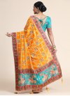 Firozi and Mustard Designer Contemporary Style Saree For Party - 2