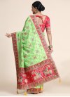 Mint Green and Red Vichitra Silk Designer Contemporary Saree For Festival - 2