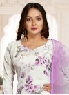 Mauve and White Crepe Silk Palazzo Designer Salwar Suit For Ceremonial - 1