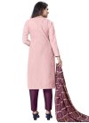 Pink and Purple Pant Style Salwar Kameez For Casual - 1