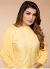 Chanderi Silk White and Yellow Embroidered Work Readymade Designer Salwar Suit - 2