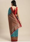 Art Silk Maroon and Teal Woven Work Designer Traditional Saree - 1
