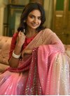 Beige and Pink Embroidered Work Designer Contemporary Style Saree - 1