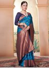 Blue and Navy Blue Woven Work Trendy Classic Saree - 1