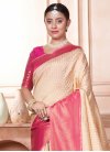 Woven Work Cream and Rose Pink Designer Traditional Saree - 1