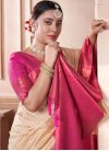 Woven Work Cream and Rose Pink Designer Traditional Saree - 3
