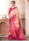 Kanjivaram Silk Peach and Rose Pink Traditional Designer Saree For Festival - 1