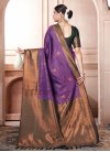 Bottle Green and Purple Woven Work Traditional Designer Saree - 3