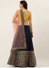 Mustard and Navy Blue Embroidered Work A Line Lehenga Choli - 1