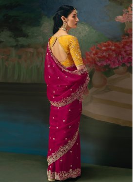 Cutdana Work Traditional Saree For Bridal in Fuchsia