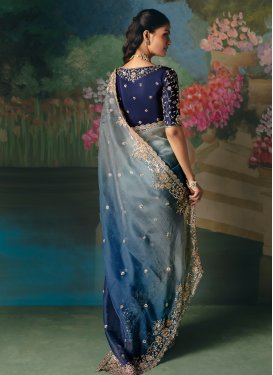 Fancy Fabric Trendy Saree in Multi Colour with Cutdana Work for Women
