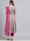 Thread Work Grey and Magenta Readymade Salwar Suit - 1