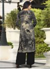 Black and Grey Crepe Silk Palazzo Style Pakistani Salwar Suit - 1