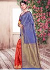 Blue and Red Designer Half N Half Saree For Casual - 2