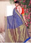 Blue and Red Designer Half N Half Saree For Casual - 1