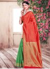 Green and Tomato Half N Half Saree For Casual - 1