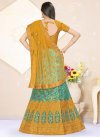 Mustard and Turquoise Banarasi Silk Designer Classic Lehenga Choli - 1