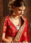 Dignified Beige and Red Booti Work Designer Classic Lehenga Choli For Bridal - 1