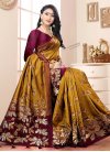 Mustard and Red Banarasi Silk Designer Contemporary Style Saree - 2