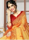 Gold and Red Embroidered Work Traditional Saree - 1