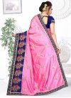 Satin Silk Navy Blue and Pink Trendy Saree - 2