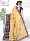 Cream and Navy Blue Embroidered Work Traditional Designer Saree - 2